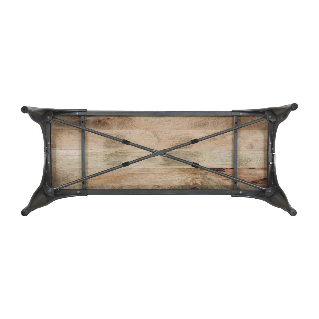 Banc d'intérieur avec assise en bois de manguier et cadre gris acier Bolero Bistro 1000 mm (lot de 2) — HZ815