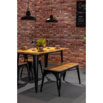 Banc d'intérieur à lattes en bois de manguier et cadre noir Bolero Bistro 850 mm (lot de 2) — HZ816