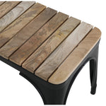 Banc d'intérieur à lattes en bois de manguier et cadre noir Bolero Bistro 850 mm (lot de 2) — HZ816