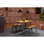 Banc d'intérieur à lattes en bois de manguier et cadre gris acier Bolero Bistro 850 mm (lot de 2) — HZ817