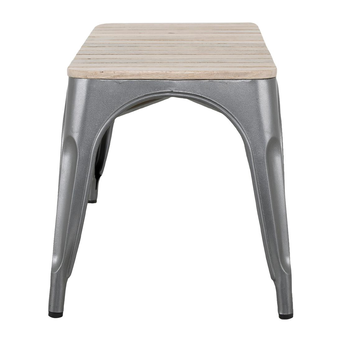 Banc d'intérieur à lattes en bois de manguier et cadre gris acier Bolero Bistro 850 mm (lot de 2) — HZ817