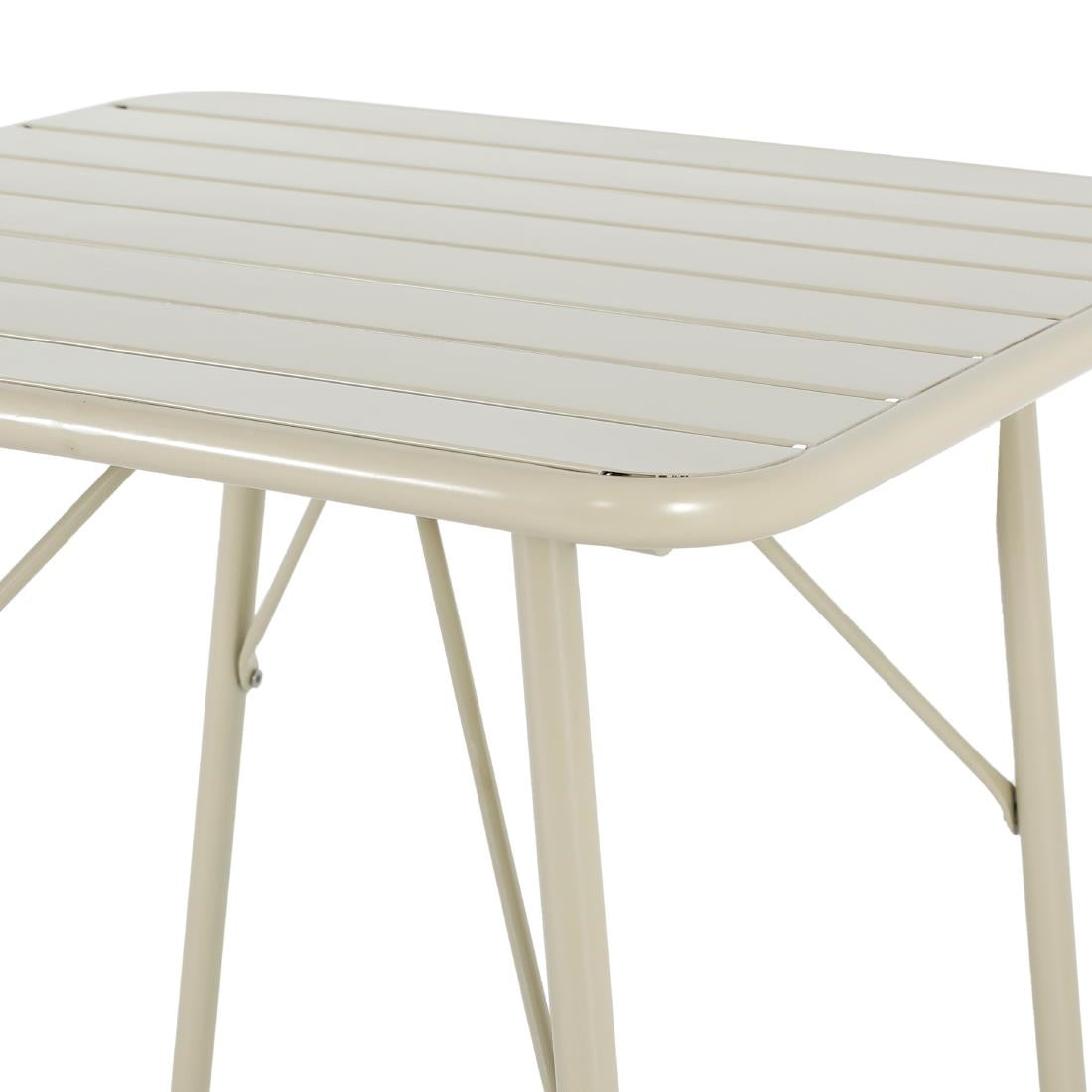 Table pliante à lattes carrée en acier Bolero Amalfi 700 mm taupe — HZ821