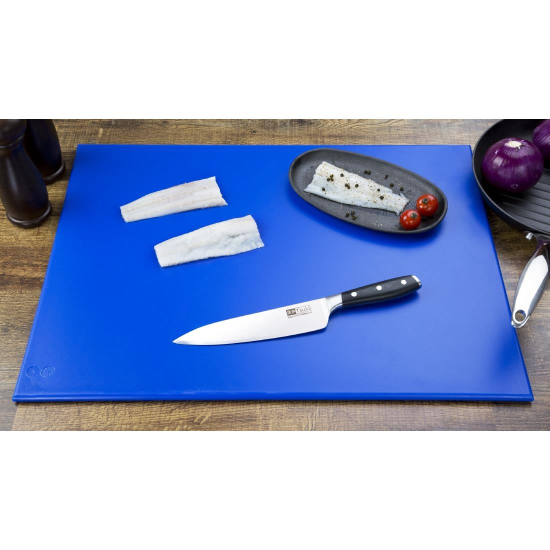 Grande planche à découper haute densité Hygiplas bleue — J009