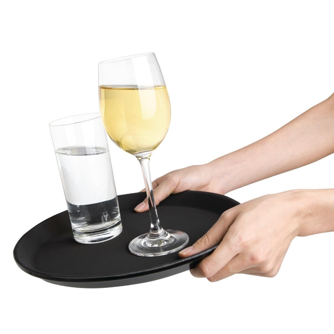 Plateau antidérapant en plastique Olympia Kristallon rond noir 356mm — C557