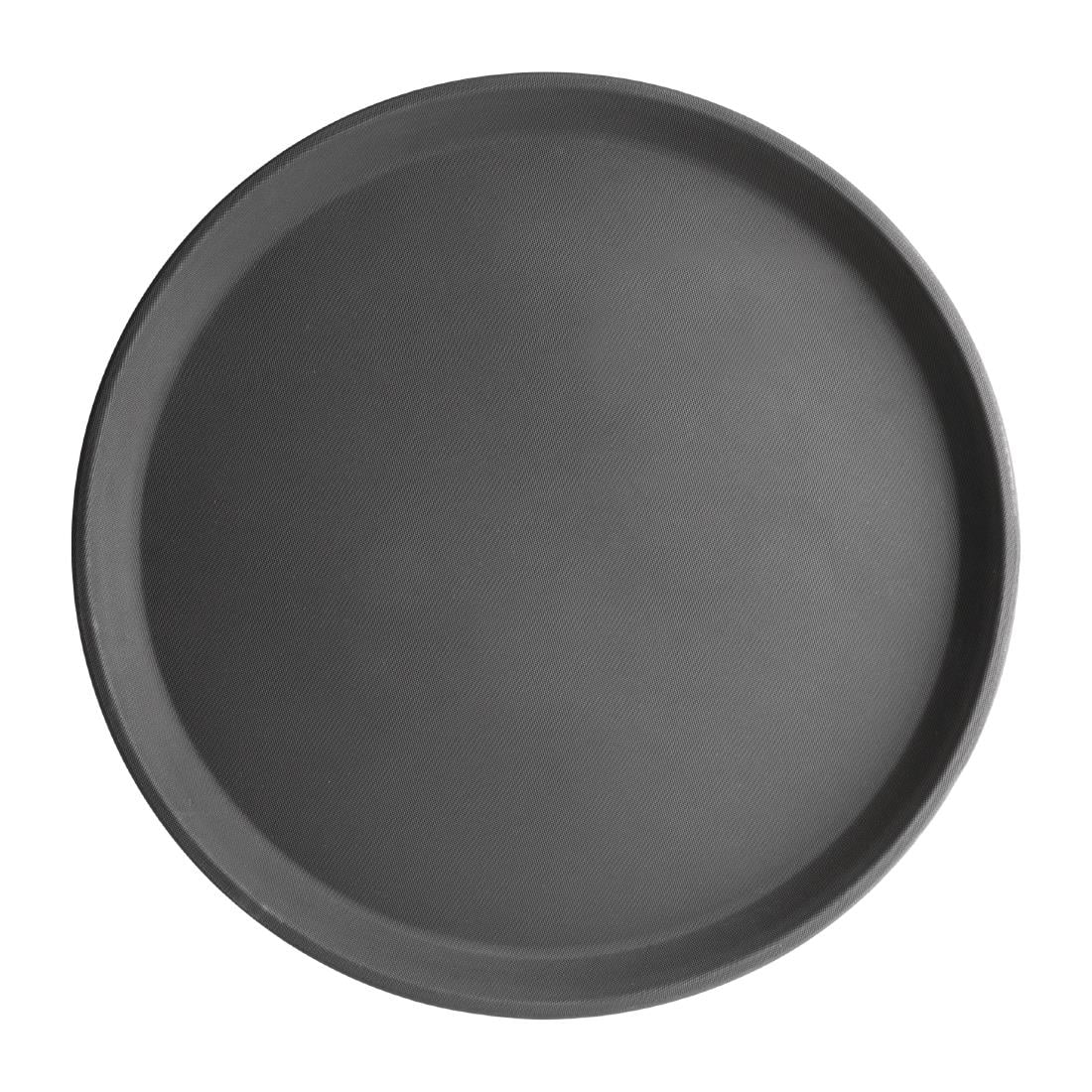 Plateau antidérapant en fibre de verre Olympia Kristallon rond noir 356mm — J846