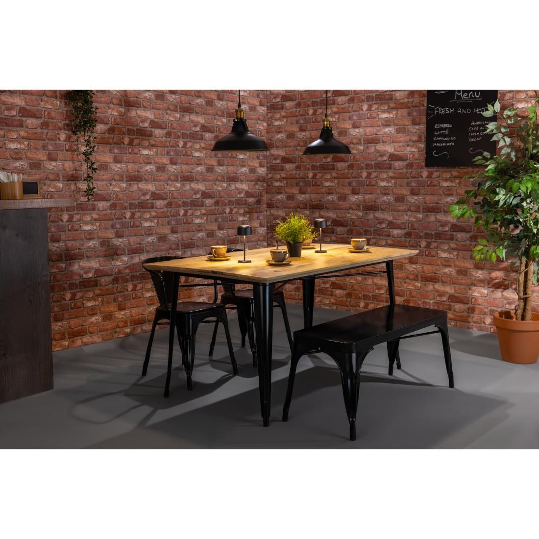 Bancs en métal noir Bolero Bistro 1000 mm (lot de 2) — JA328