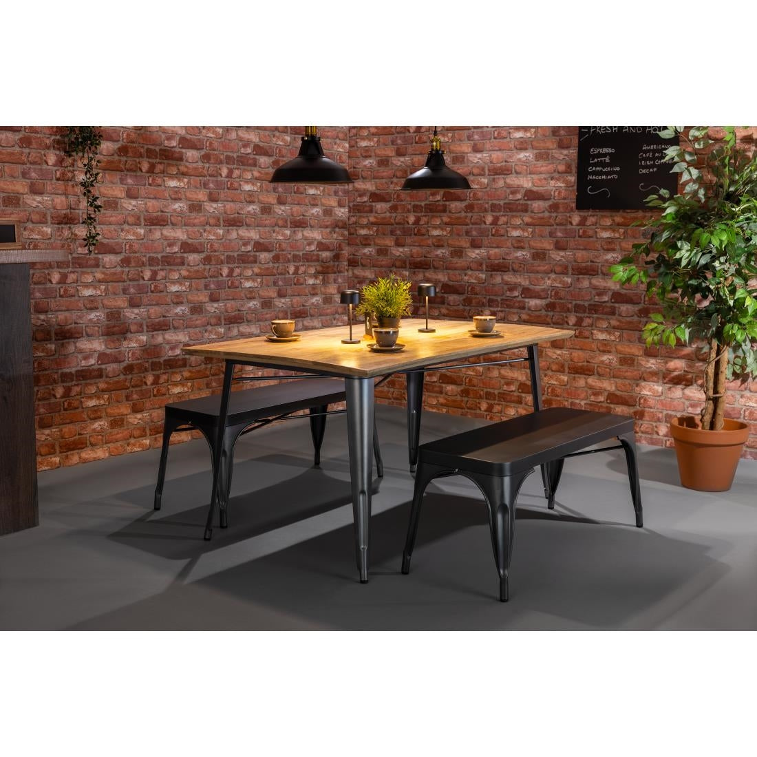 Bancs en métal gris acier Bolero Bistro 1000 mm (lot de 2) — JA329