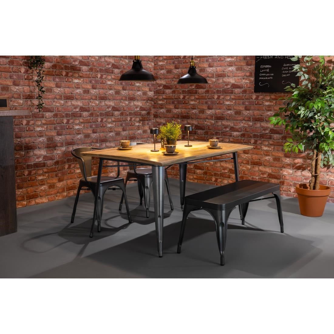 Bancs en métal gris acier Bolero Bistro 1000 mm (lot de 2) — JA329