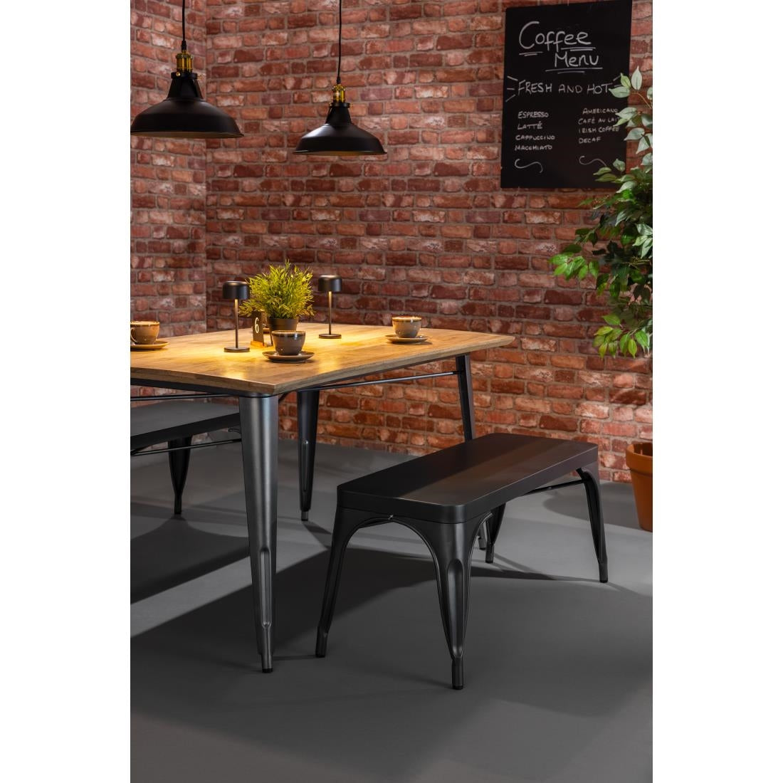 Bancs en métal gris acier Bolero Bistro 1000 mm (lot de 2) — JA329