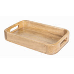 Plateau de service rectangulaire avec poignées intégrées en bois de manguier Olympia 300x190mm — JA887
