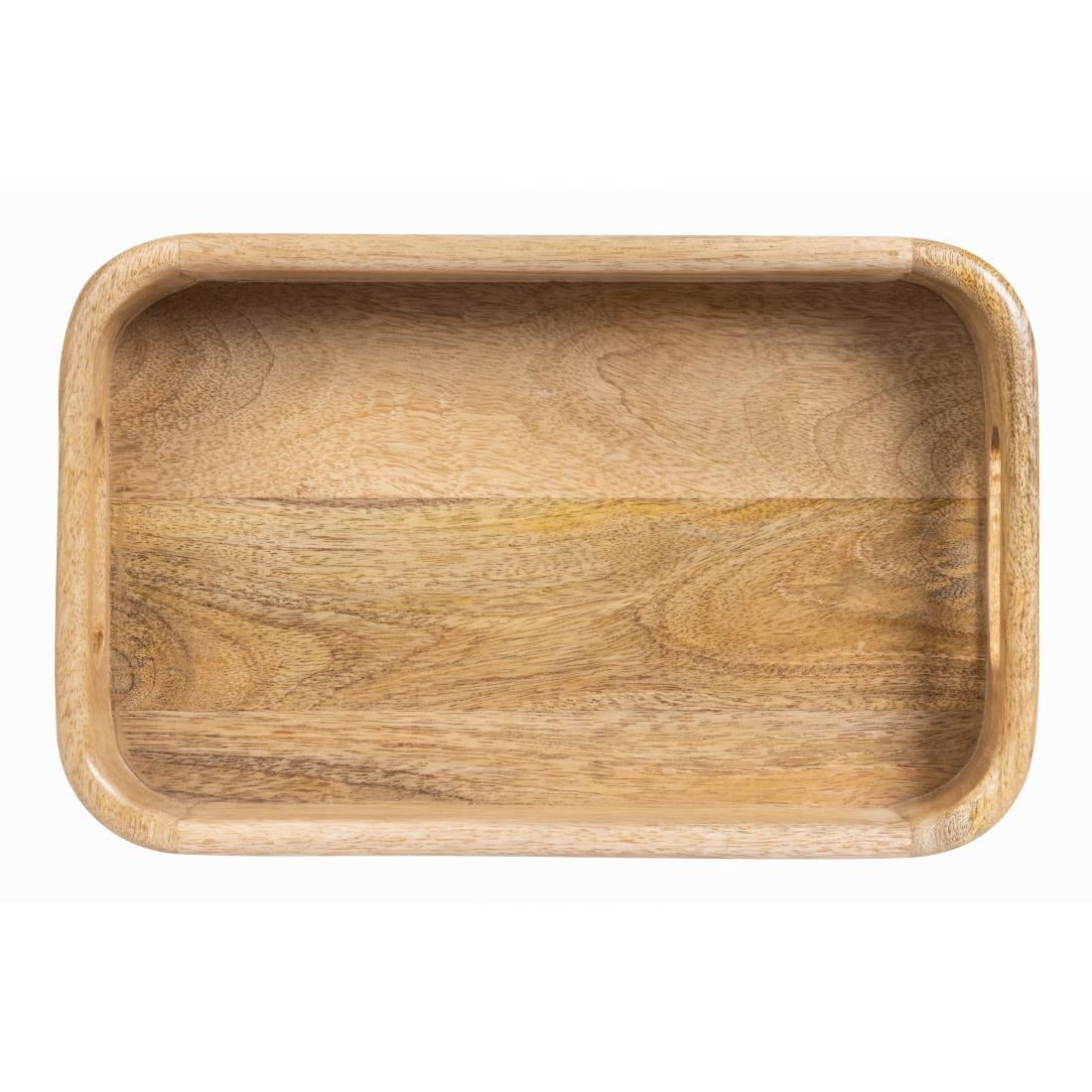 Plateau de service rectangulaire avec poignées intégrées en bois de manguier Olympia 300x190mm — JA887