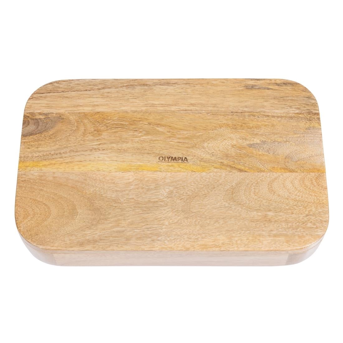 Plateau de service rectangulaire avec poignées intégrées en bois de manguier Olympia 300x190mm — JA887