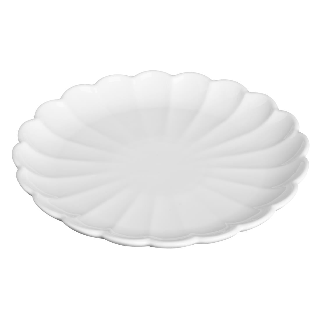 Assiettes festonnées Olympia Bloom blanches 226 mm (lot de 6) — JB394