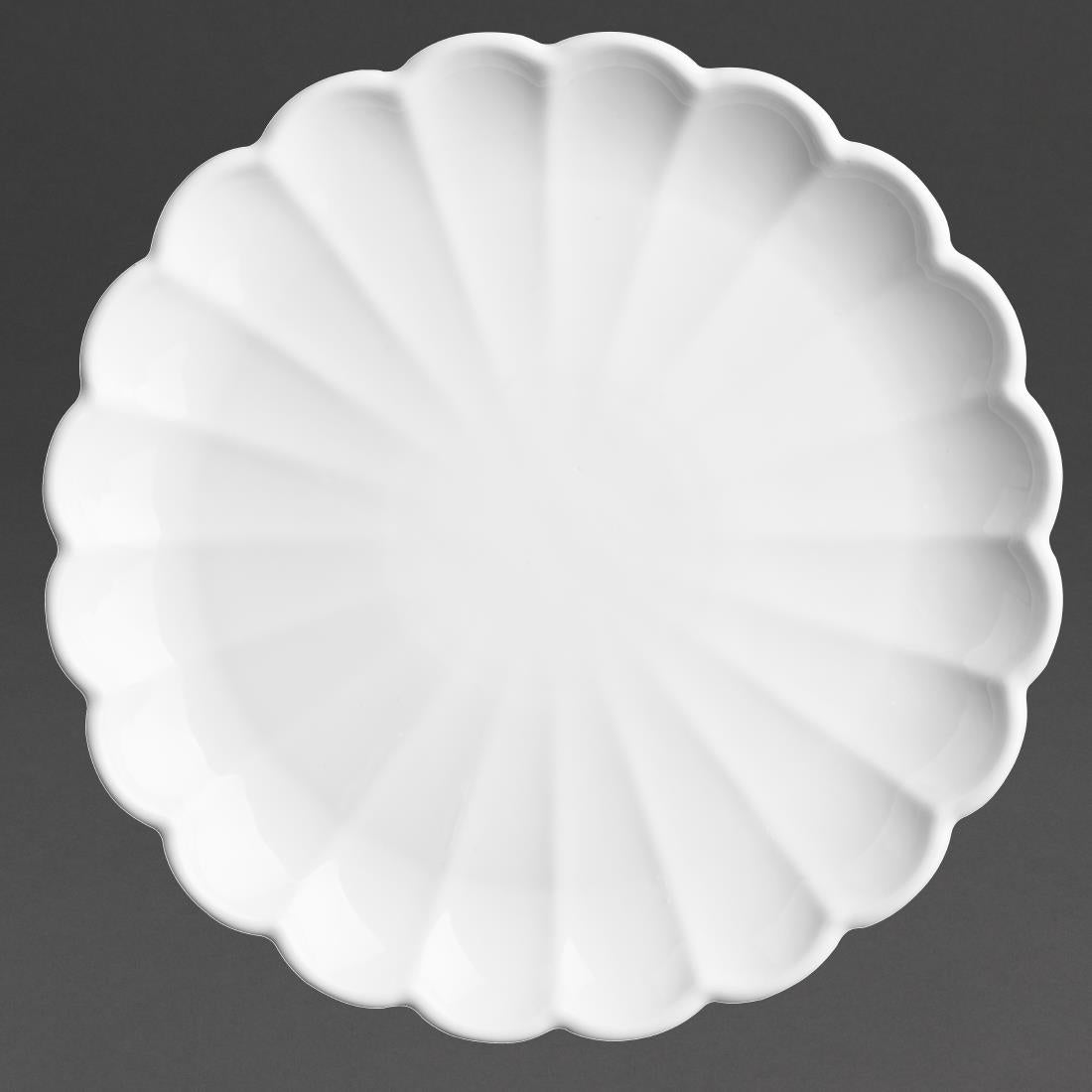 Assiettes festonnées Olympia Bloom blanches 226 mm (lot de 6) — JB394