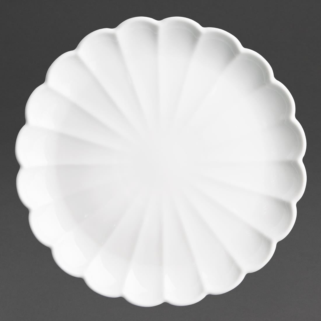 Assiettes festonnées Olympia Bloom blanches 276 mm (lot de 4) — JB395