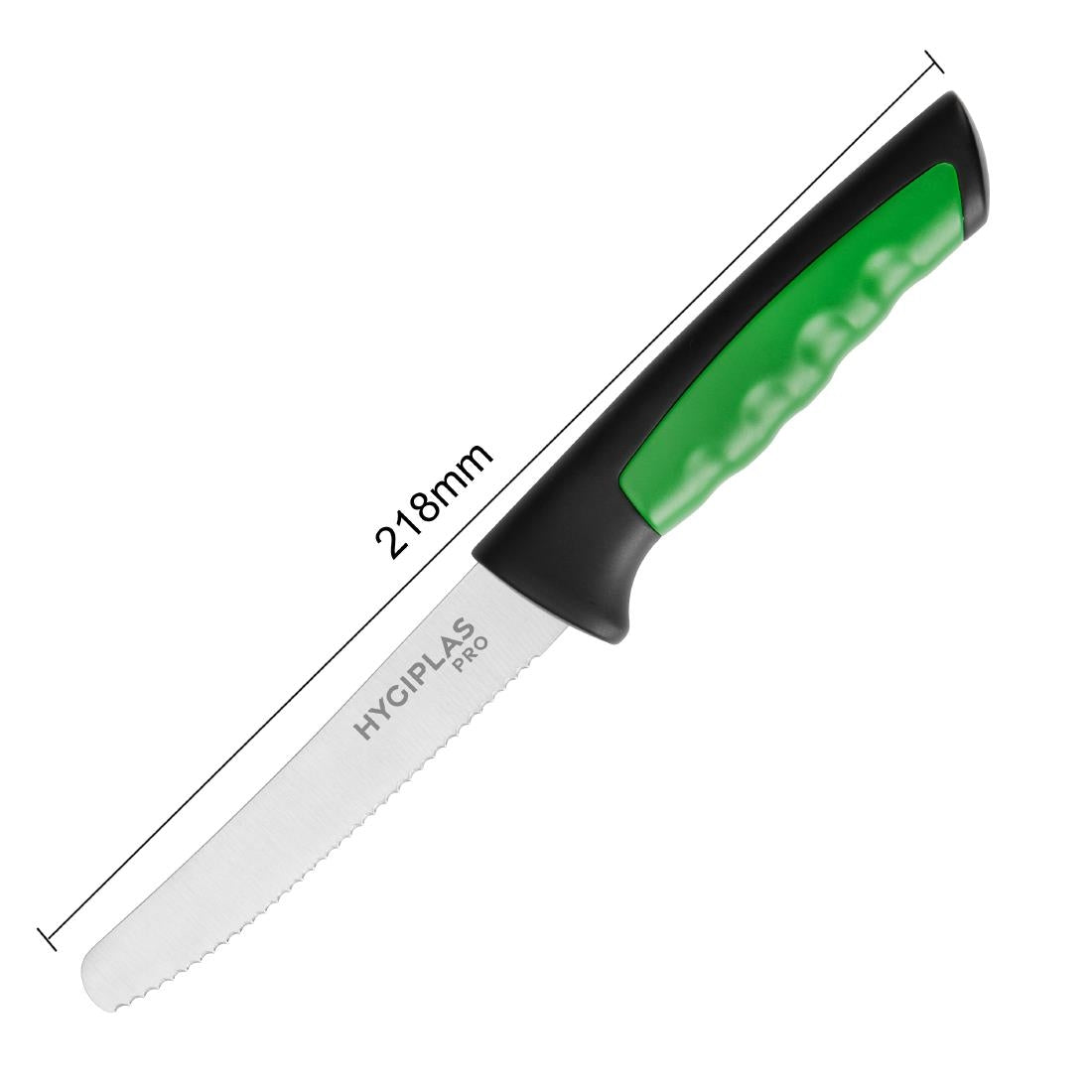 Couteau à tomate denté Hygiplas Pro vert 10cm — JD222