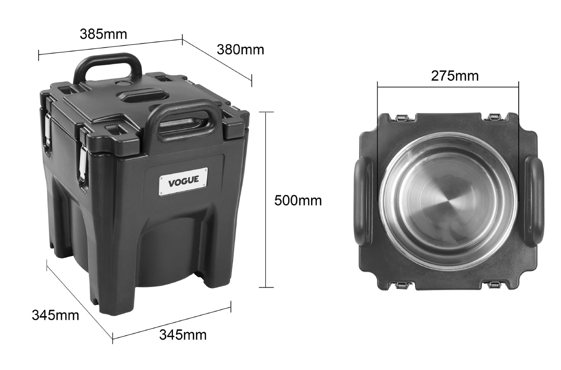 Conteneur à soupe isotherme Vogue noir 20 L — JD446