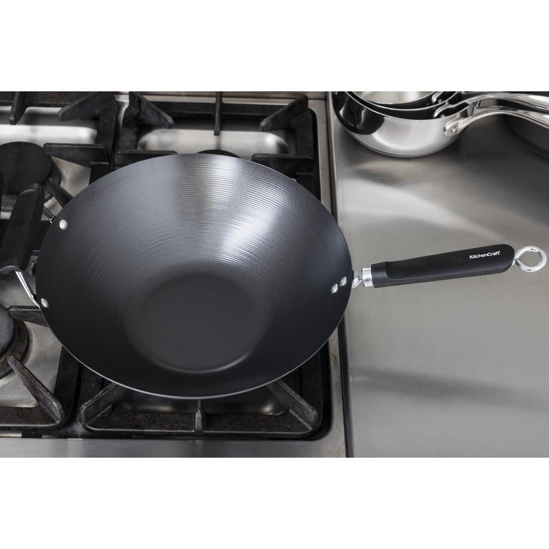 Wok antiadhésif fond plat 356mm — K250