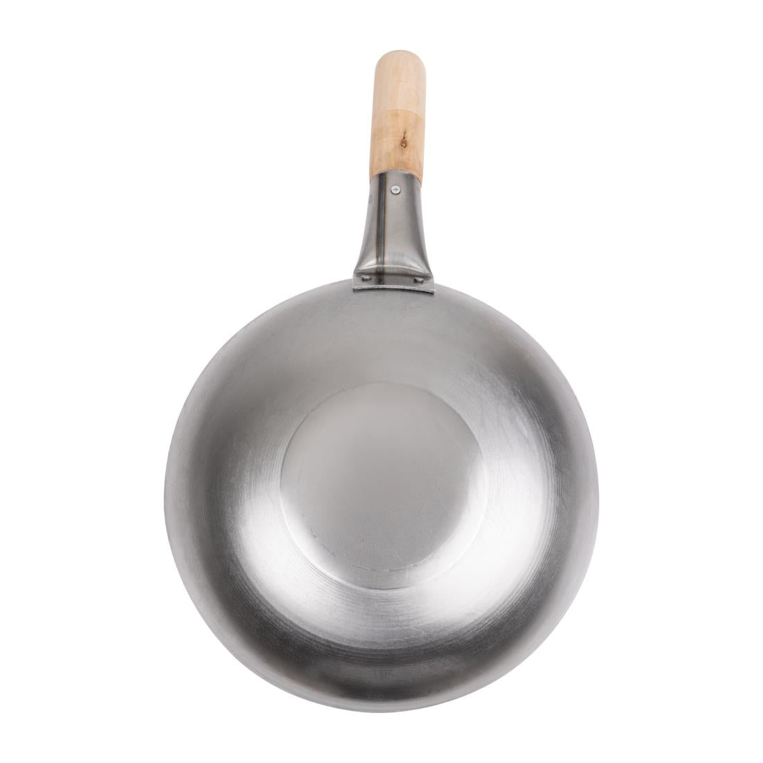 Wok fond plat en acier doux Vogue 254mm — K295