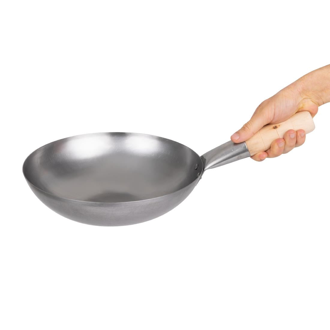 Wok fond plat en acier doux Vogue 254mm — K295