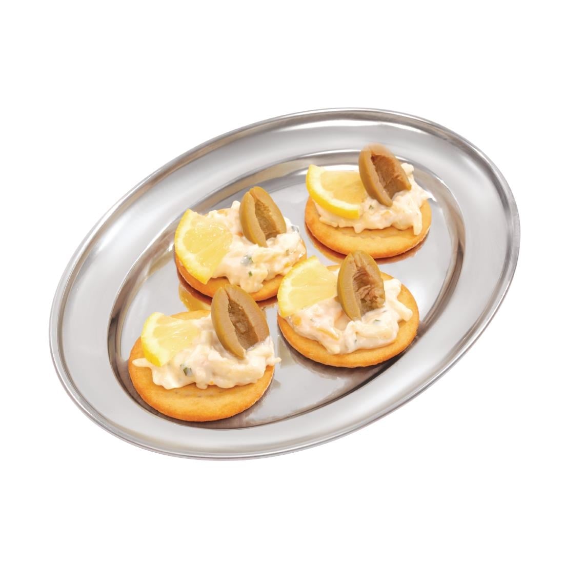 Plat de service ovale en inox Olympia 220mm — K361