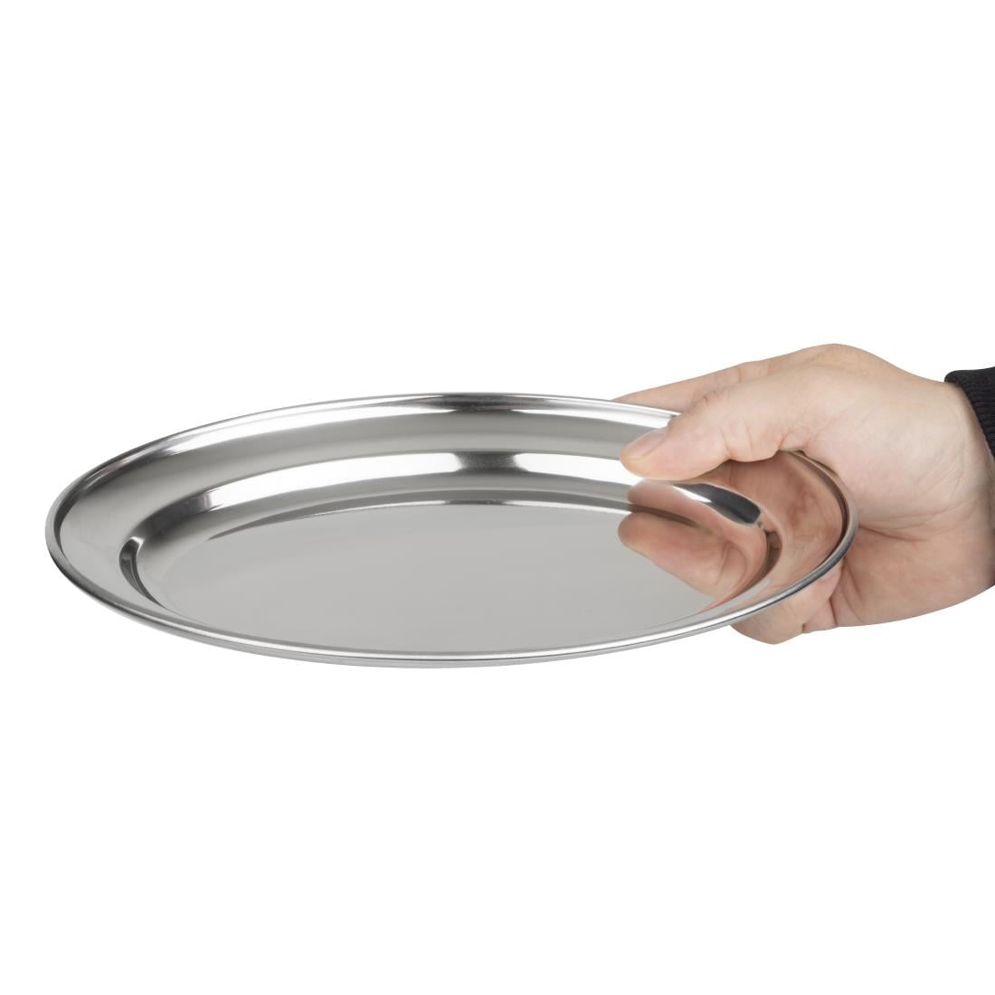 Plat de service ovale en inox Olympia 220mm — K361