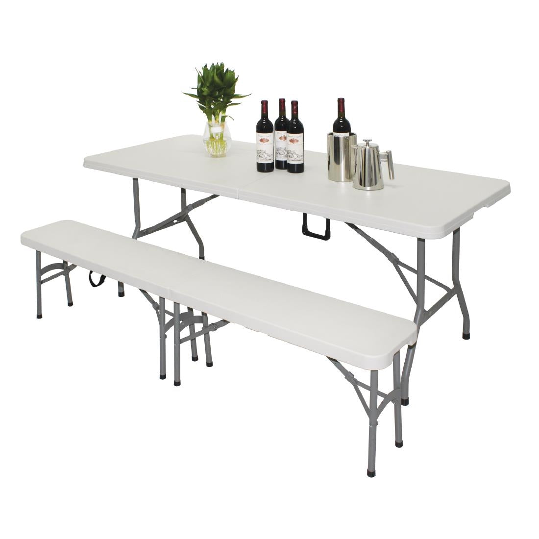 Table pliante rectangulaire Bolero blanche 1,8 m — LL001