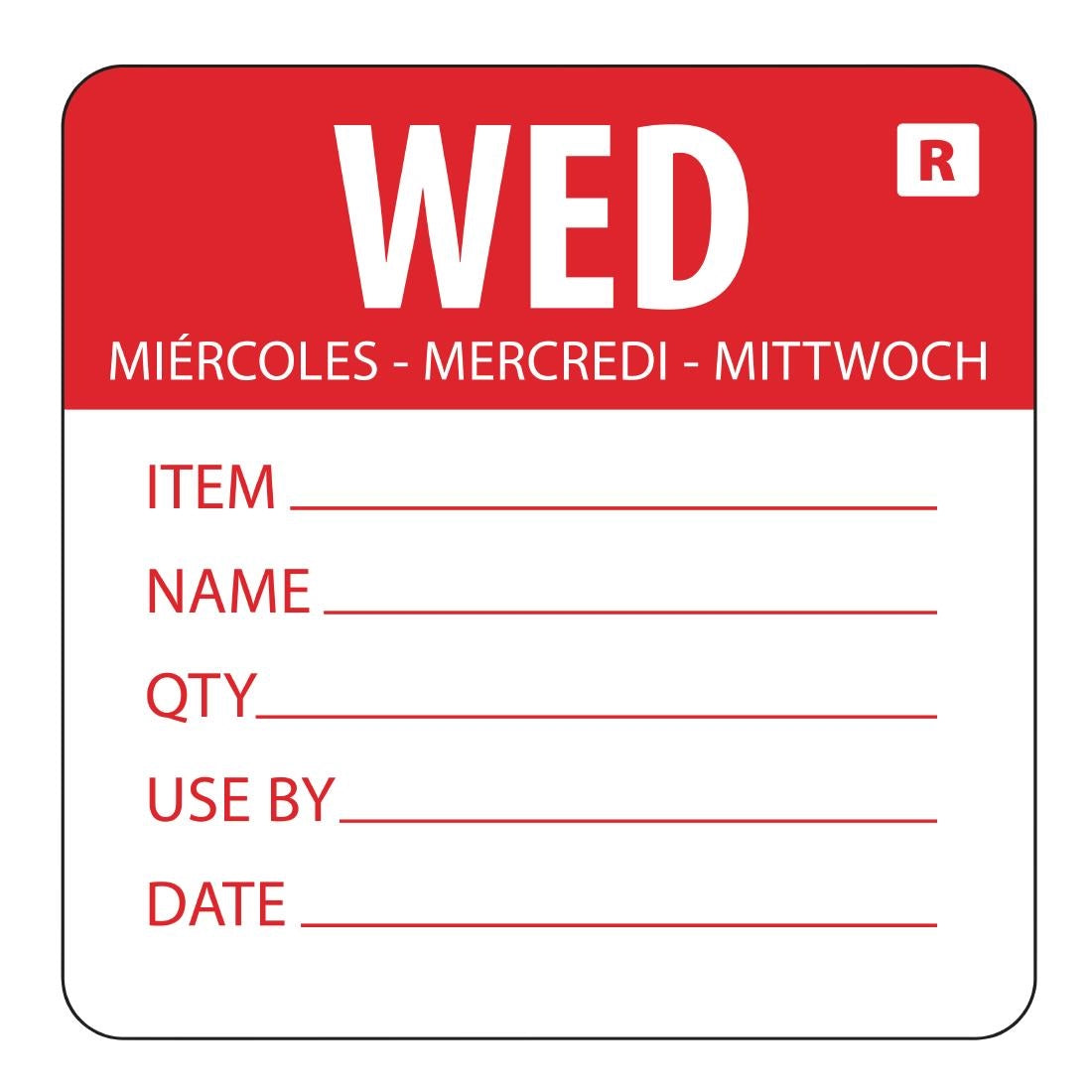 Etiquette amovible Hygiplas jour de la semaine Mercredi (lot de 500) — L068