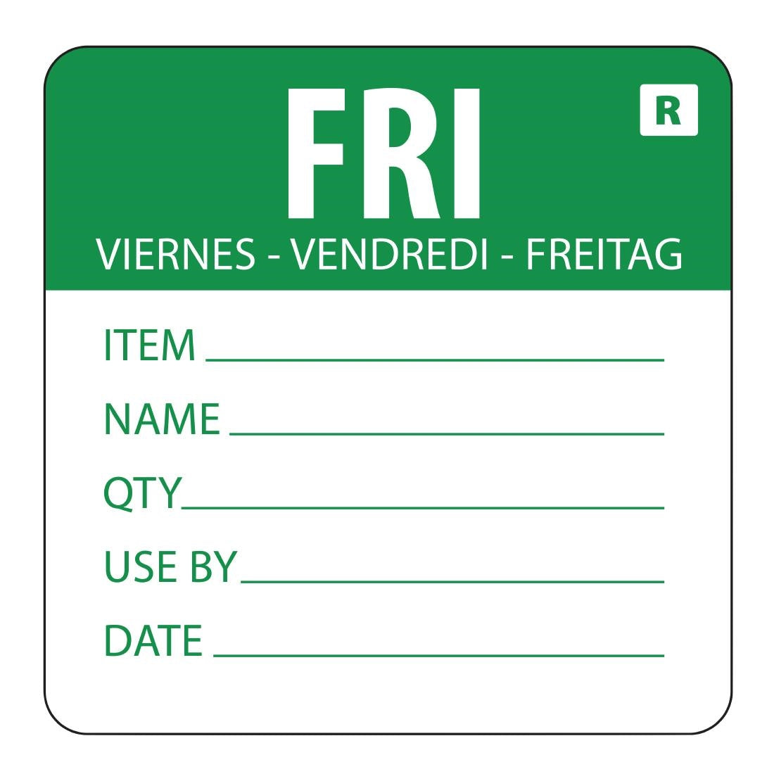 Etiquette amovible Hygiplas jour de la semaine Vendredi (lot de 500) — L070