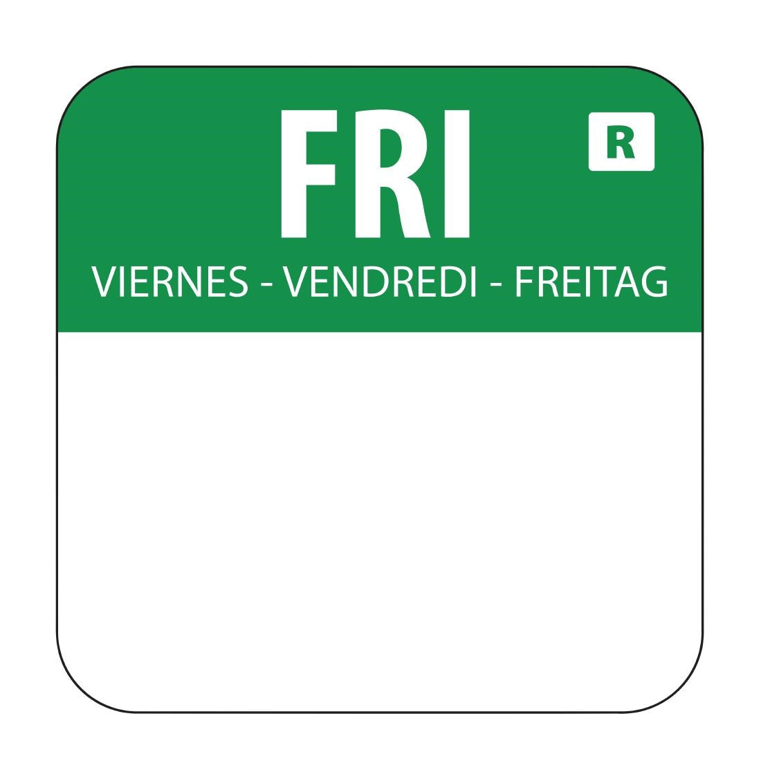 Etiquettes alimentaires code couleur vert Hygiplas vendredi 24mm (lot de 1000) — L935
