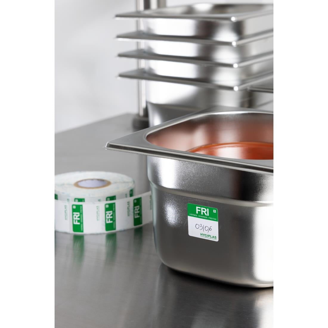 Etiquettes alimentaires code couleur vert Hygiplas vendredi 24mm (lot de 1000) — L935