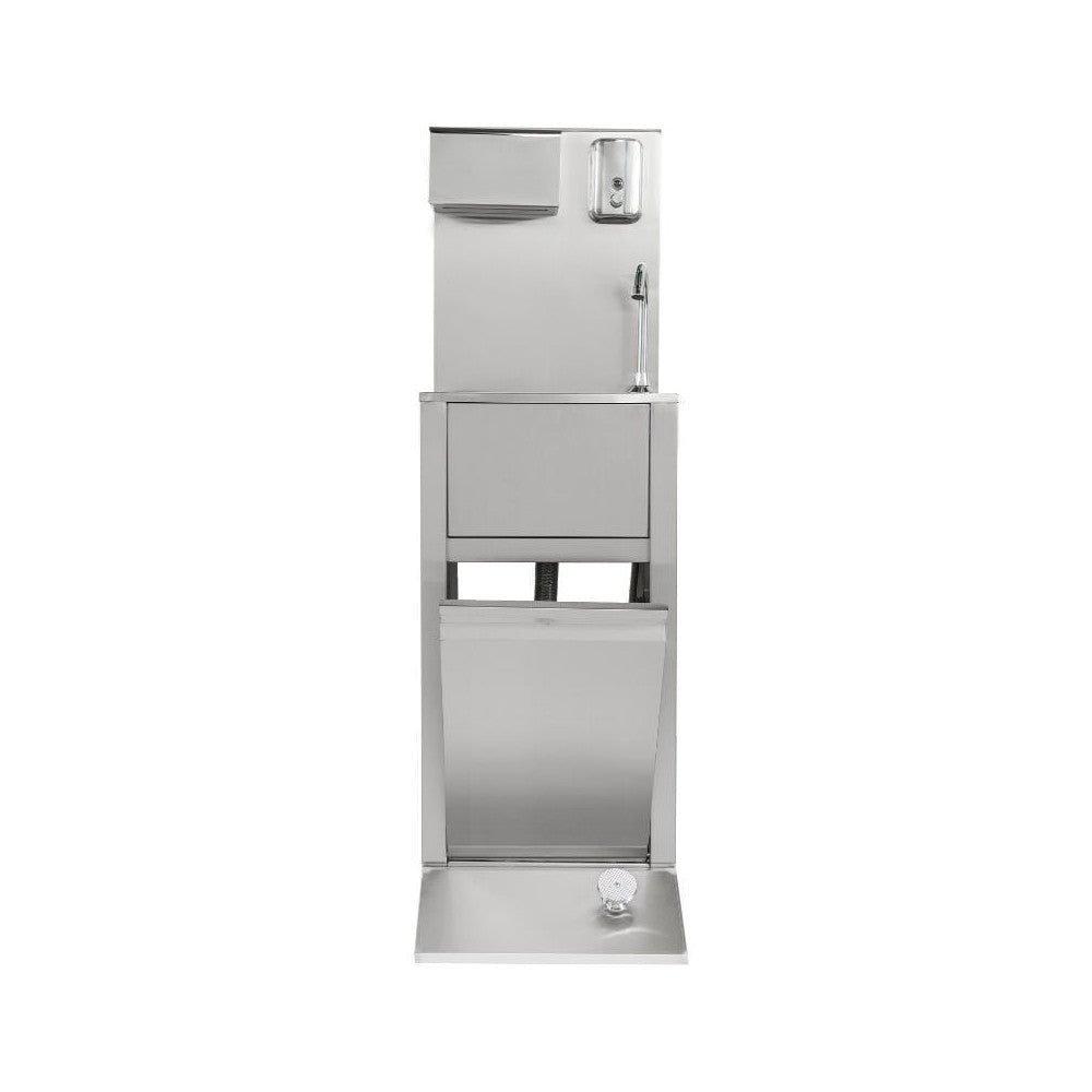 Lave-mains professionnel Dynasteel DLLMAI3000 à pédale avec poubelle, distributeur de savon et papier en inox AISI 304