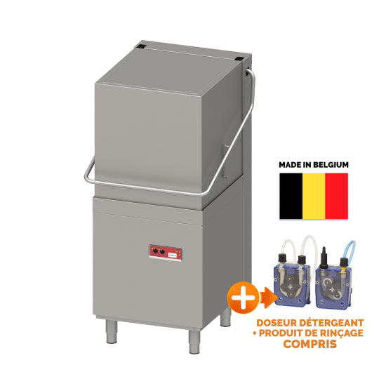Lave-Vaisselle Professionnel à Capot avec Pompe de Vidange - Panier 500x500 mm