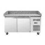 Professionele roestvrijstalen gekoelde pizzakast met 2 deuren - Afmetingen 600x400 mm 