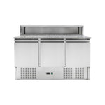 Meuble à Pizza Réfrigéré 3 Portes 240L – 8 Bacs GN 1/6 Froid Statique Inox R600a CHR 1400mm
