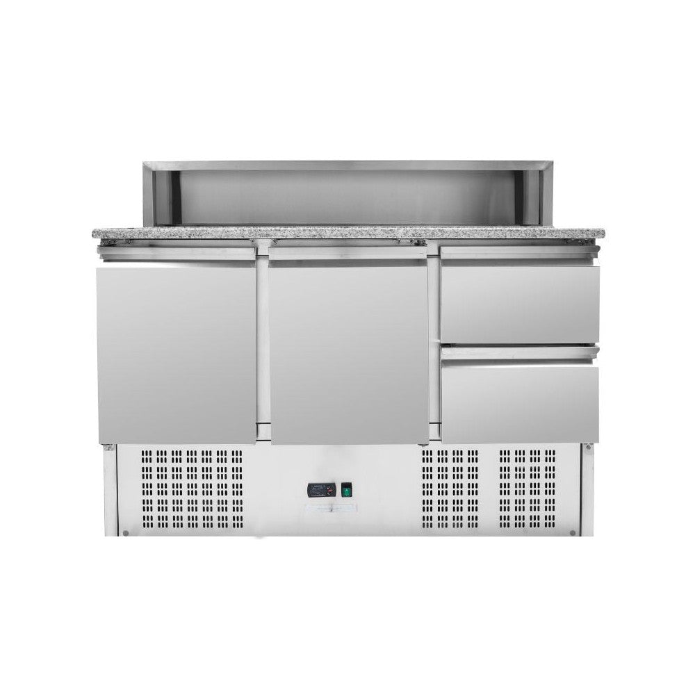 Gekoelde Pizzawerkbank met RVS Bovenblad - 8 x GN 1/6 - 2 Deuren en 2 Laden