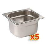 Lot de 5 bacs GN 1/6 profondeur 150mm Vogue — S411