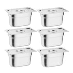 Lot de 6 bacs et couvercles inox 201 Vogue GN 1/9 100mm — S430