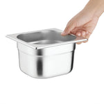 Lot de 4 bacs et couvercles inox 201 Vogue GN 1/6 100mm — S431