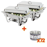 OFFRE SPÉCIALE Lot de 2 chafing dish Milan GN 1/1 + 72 capsules de gel combustible Olympia — S601