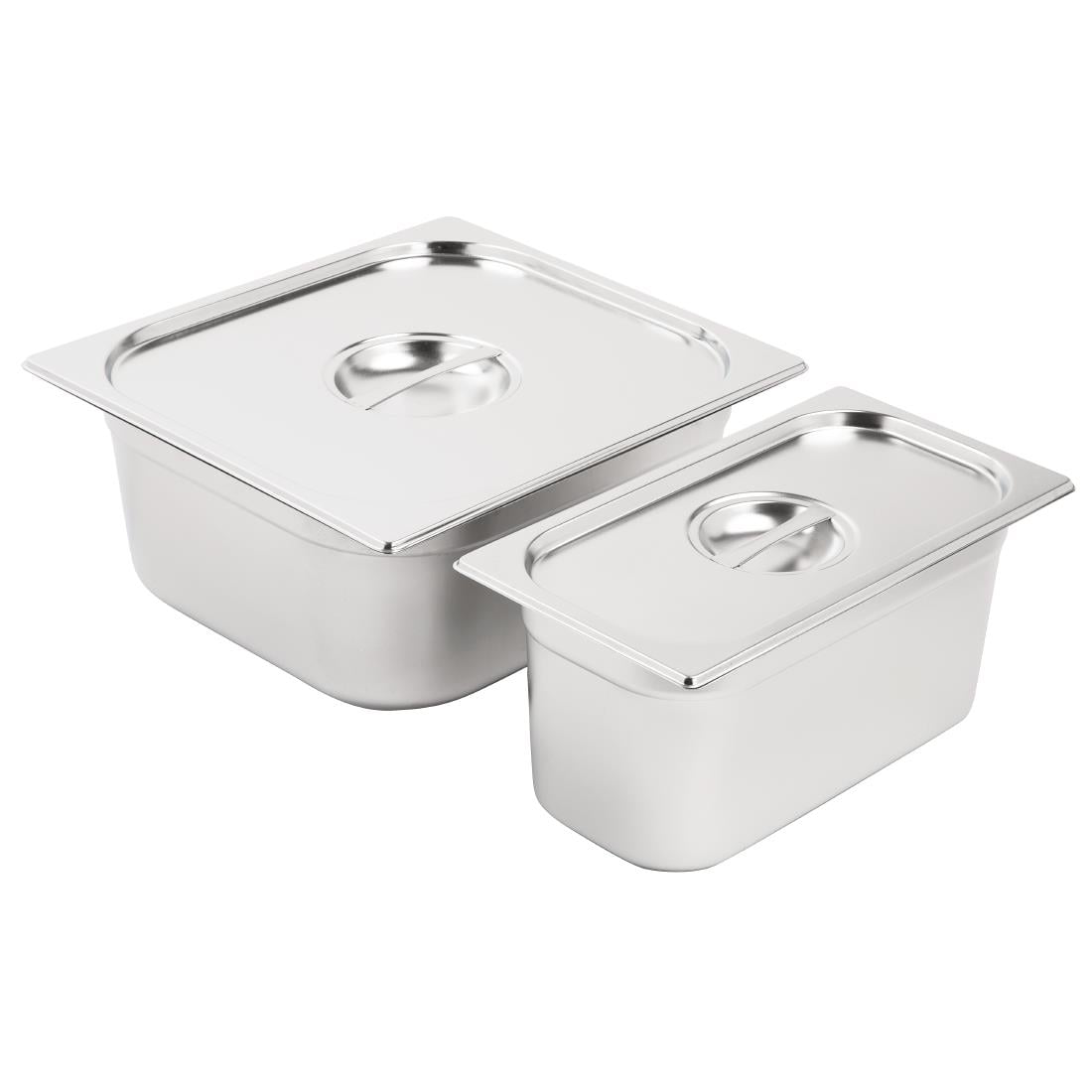 Ensemble de bacs GN 1/3 et 2/3 inox avec couvercles Vogue — SA240