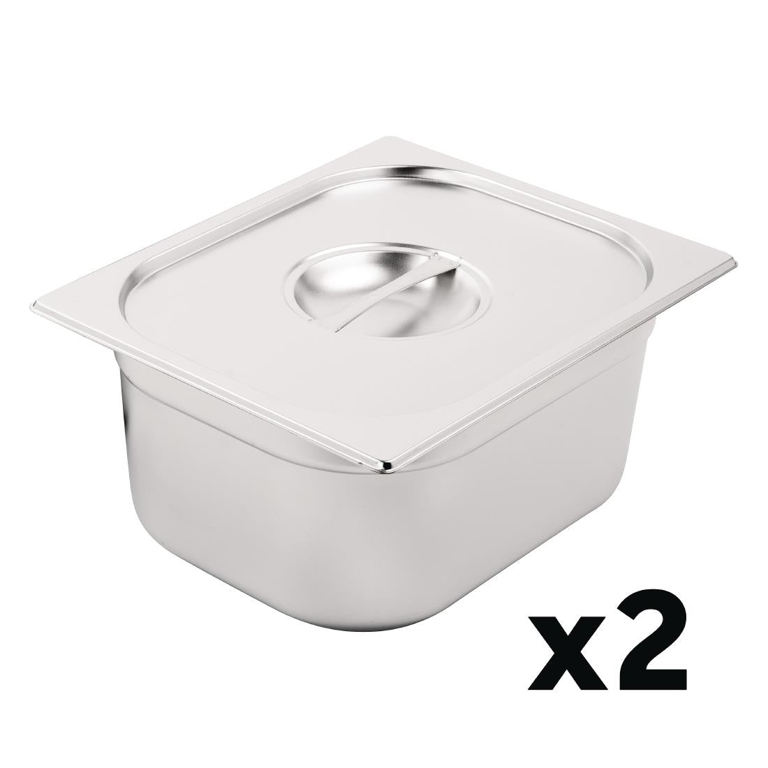 Ensemble de bacs GN 2 x 1/2 en inox avec couvercles Vogue — SA245