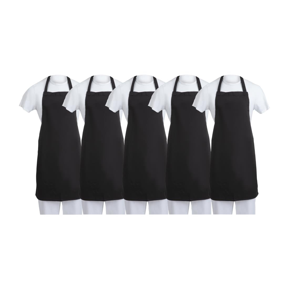 Tabliers bavette en polycoton Whites noirs (lot de 5) — SA816