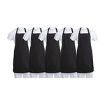 Tabliers bavette en polycoton Whites noirs (lot de 5) — SA816