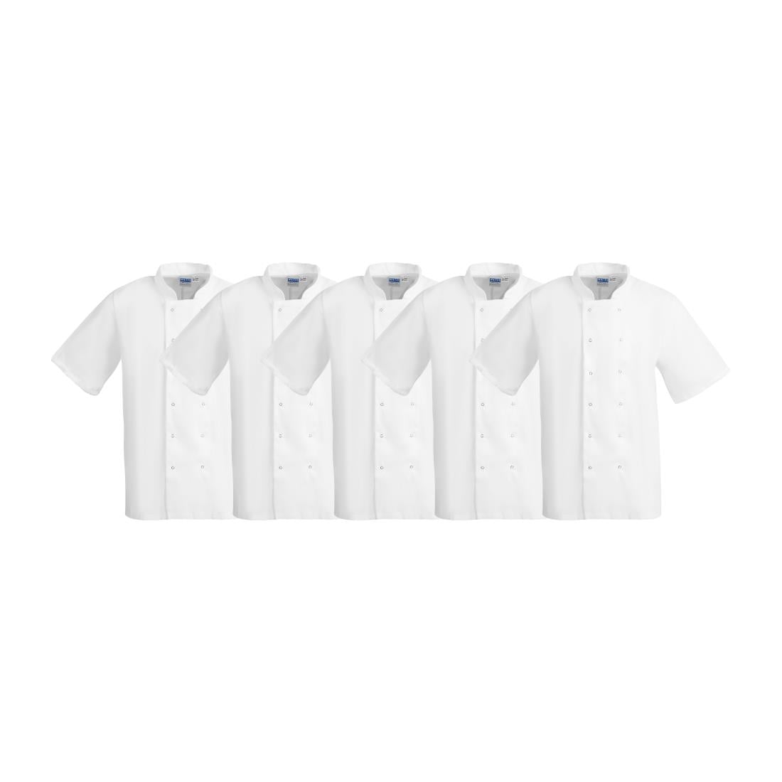 Vestes de cuisine manches courtes Whites Boston blanches L (lot de 5) — SA823