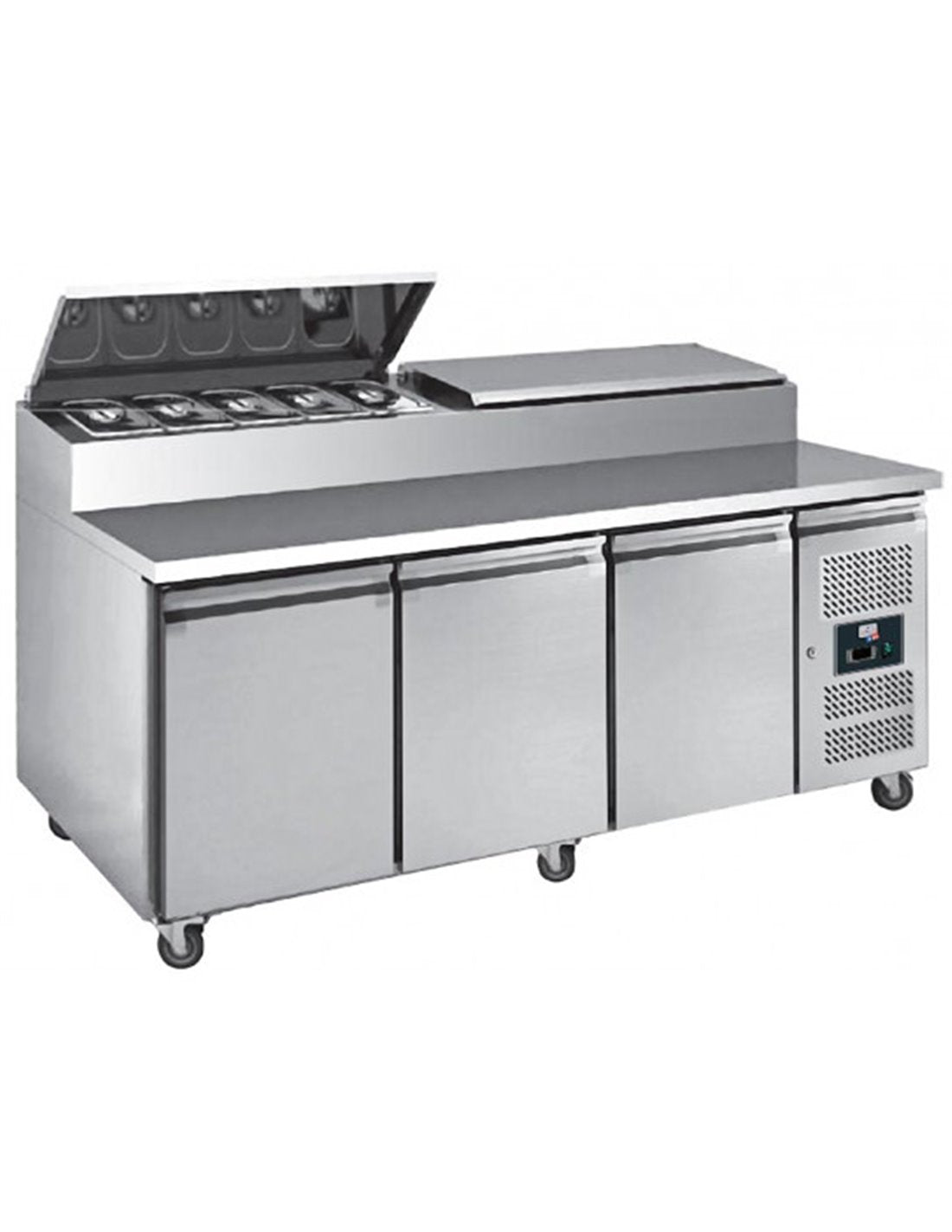 Gekoelde Saladière 3 Deuren 248L – 4 GN 1/1 Statische Koeling RVS R290 Professioneel
