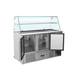 Saladette réfrigérée 3 portes pour bac gn 1/1 avec verre bombé