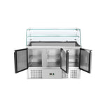 Saladette réfrigérée 3 portes pour bac gn 1/1 avec verre bombé