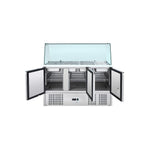 Saladette réfrigérée 3 portes pour bac gn 1/1 avec verre bombé