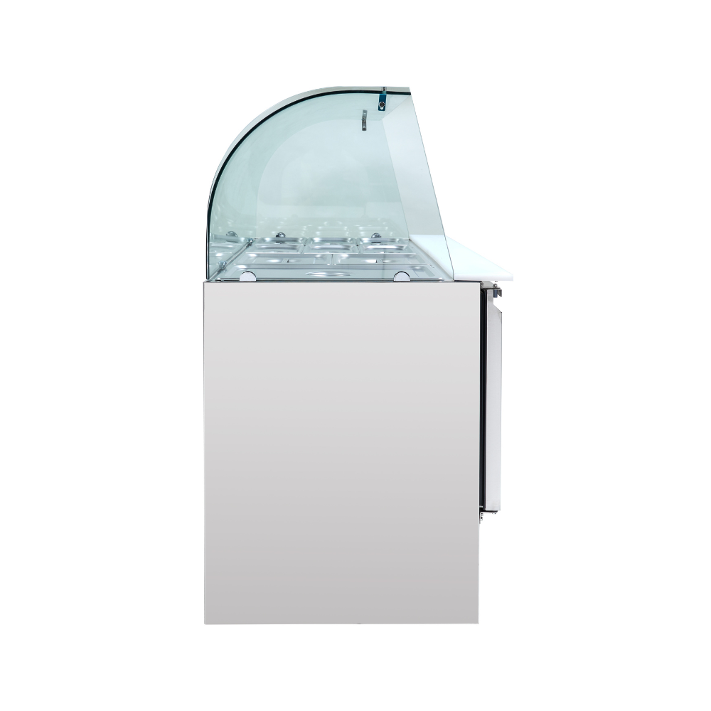 Saladette réfrigérée 3 portes pour bac gn 1/1 avec verre bombé